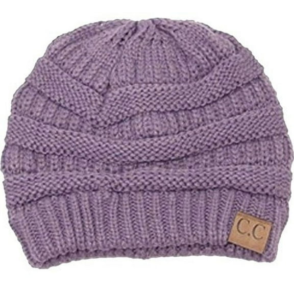 Trendy Warm Chunky Soft Stretch Cable Knit Slouchy Beanie Skully HAT20A, Violet