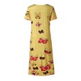 thumbnail image 3 of Fridja Robe Longue Décontractée à Col Rond Imprimé Papillon Manches Courtes Fendue pour Femmes, 3 of 6