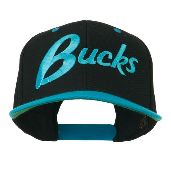 Bucks Embroidered Flat Bill Cap - Teal Black OSFM