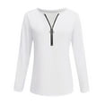 thumbnail image 4 of Dasayo White Women Tops Loose Long Sleeve Zip up Lightweight Solid Blouses Tshirts Shirts for Women M, 4 of 5