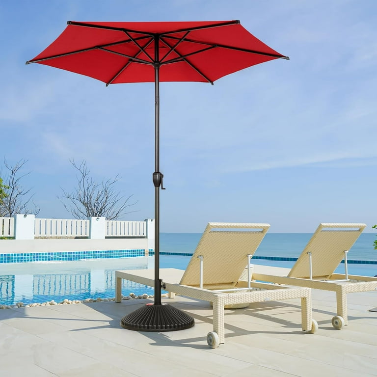 bjs umbrella patio MISSBRELLA 9' 32-LED Lighted Market Solar Patio Table Aluminum Umbrella