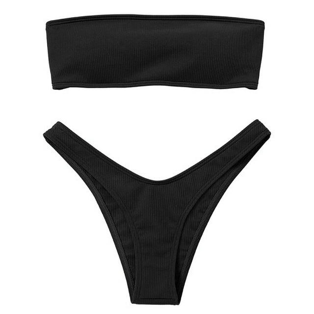 Traje de baño sexy con espalda abierta y cuello halter con diseño dividido, traje de baño push up de verano, conjunto de bikini de playa de color sólido