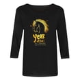 thumbnail image 5 of TaTaai Womens 2026 New Year Celebration Print Three Quarter Sleeve Top Round Neck Casual Blouse Holiday Festival Party Wear Gift, 5 of 5