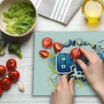 thumbnail image 3 of Emma Cutting Board, Youthful Energetic Name Design for Teenage Girls Cartoon Stars and Burst, Decorative Tempered Glass Cutting and Serving Board, Large Size, Blue Yellow and Black, by Ambesonne, 3 of 5