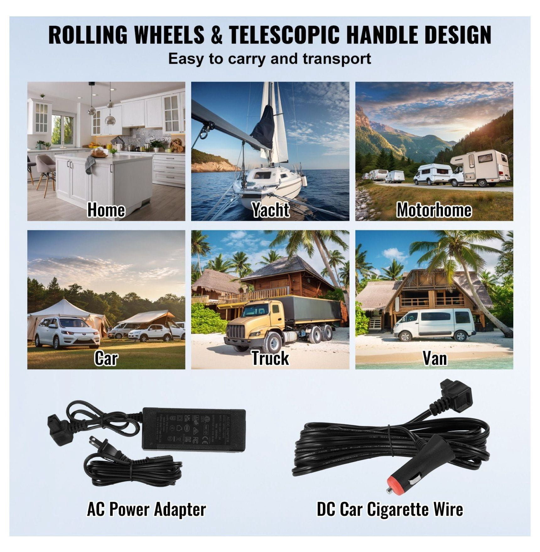 Portable Car Refrigerator Freezer 50L Dual Zone - 12V/24V & AC Powered, Compressor Cooling, Rapid Cooling for Road Trips, Camping, RV & Home Use