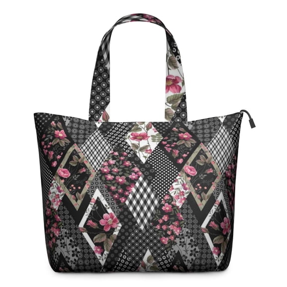 Pioneer Flower Floral Print Pattern Travel Tote Bags for Women Carry On,Large Weekender Bags for Women Travel,Multi Functional Duffle Bag for Work,Shopping,Sports