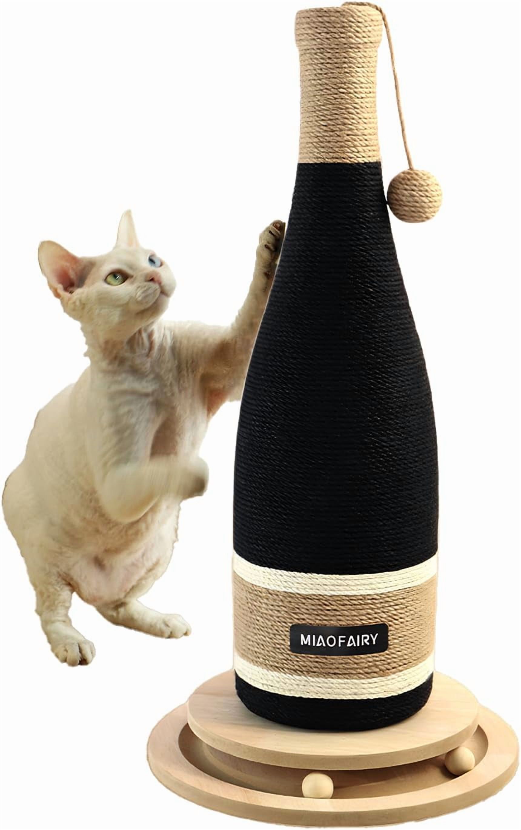 Colourtree Cat Scratching Post, Premium Cat Scratching Board, Sisal Fiber Cat Scratcher-24.8 Inches with Hanging Ball, Red Wine Bottle Simple Design (24.8 in, Wooden Base)