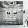 thumbnail image 1 of Ambesonne Black and White Shower Curtain, Old Pier on Sea, 69"Wx84"L, Black and White, 1 of 3