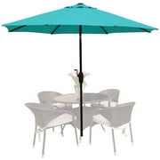 Aoodor 9FT Blue Olefin Outdoor Patio Umbrellas Teal  Commercial Table Market Umbrellas