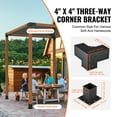 thumbnail image 2 of KFFKFF Pergola Support Set 4''x4''(Inner Dimensions 3.6x3.6), 8pcs 3-Direction Robust Corner Support Woodcraft DIY Post Foundation Kit, Simple Assembly Timber Beams, 2 of 9