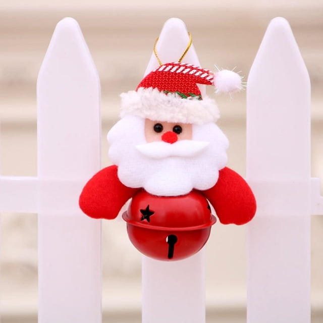 EspañolPapá Noel, muñeco de nieve, reno, oso, calcetines decorativos, adorno de Navidad para Año Nuevo, decoración de fiesta (campanas doradas, juego de 4 piezas)