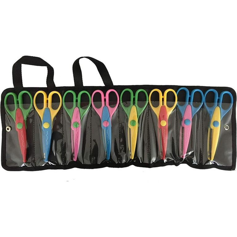 8 Pcs DIY Art & Craft Scissors with Carrying Bag Decorative Edge Pattern  for Kid