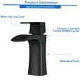 thumbnail image 5 of JERFIT Modern Single Hole Bathroom Sink Faucet with Drain, Matte Black Waterfall Brass Faucet for Vessel Sinks, 1-Handle Lavatory Faucet, 5 of 8