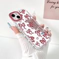 thumbnail image 2 of YWC-Compatible with iPhone 14 Plus Case Cute Mirror Bow Love Heart Pattern for Women Girls Ribbon Design Shockproof Silver Protective Phone Cover - Wine Red Bow, 2 of 4