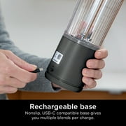 Open Box Ninja Blast Portable Personal 18 Oz Blender w/ Leak Proof Lid & Easy Sip Spout, Rechargeable Base, BC150BK Black