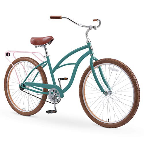 Cream Coffee sixthreezero Around The Block Womens 26 Single Speed New Beach Cruiser Bicycle with Rear Rack