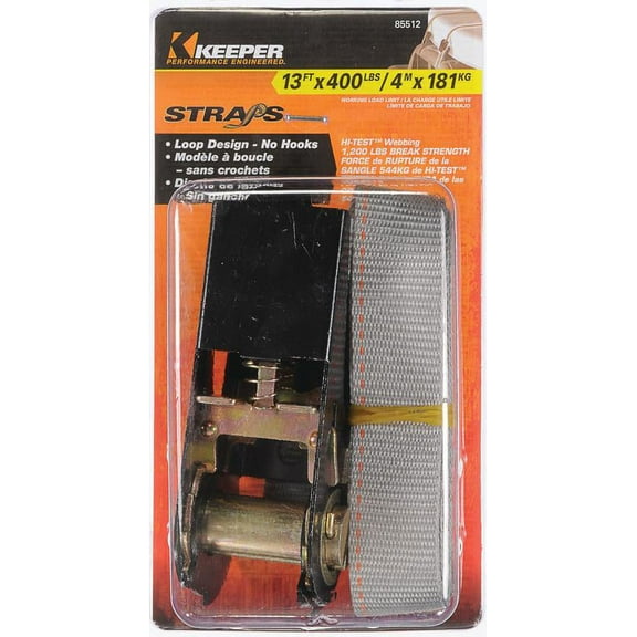Keeper 89512-10 Endless Loop Ratchet Tie Down, 400 lb, 13 ft L x 1 in W