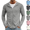 thumbnail image 2 of Sun Shirts for Men Long Sleeve UV Protection UPF 50+ Fishing Hiking Shirt Full Zip Up Hoodie Lightweight Hooded Jacket,Light Gray,XL, 2 of 10