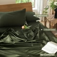 thumbnail image 6 of MooMee 100% Washed Cotton Duvet Cover Set Queen Size Linen Like Textured Breathable Lightweight 3-Piece (Olive Green, 90"x90"), 6 of 7