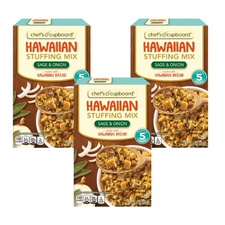 Chef's Cupboard Hawaiian Stuffing Mix Sage and Onion Made with Hawaiian Bread 6 oz, 3 Pack