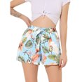 thumbnail image 1 of Allegra K Pantalones cortos de verano de playa con cintura alta con lazo elástico estampado para mujer Azul-Floral XL, 1 of 5