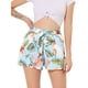 thumbnail image 1 of Allegra K Pantalones cortos de verano de playa con cintura alta con lazo elástico estampado para mujer Azul-Floral XL, 1 of 5