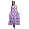 thumbnail image 1 of Bimba Robe Longue Sans Manches à Bretelles Spaghetti Imprimée Teinture sur Nœuds en Rayonne pour Femmes - TTTG, 1 of 1