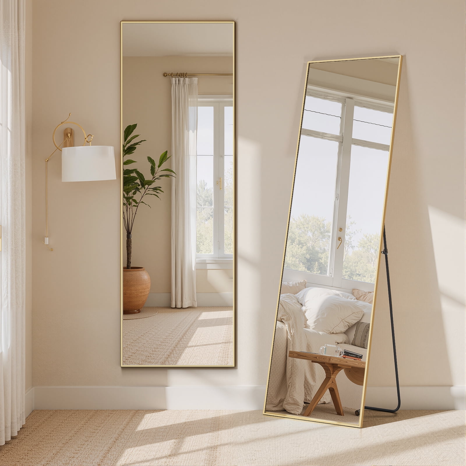 本物の大理石 壁掛け鏡 ゴールドライン入り wOod-it 59” x 59” Gold