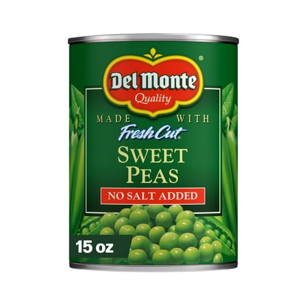 Del Monte No Salt Added Sweet Peas, Canned Vegetables, 15 oz Can