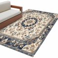 thumbnail image 2 of Boho Navy Blue Brown Area Rug 4'x6', Southwestern Retro Geometric Washable Non-Slip Rugs, Low Pile Large Carpet for Living Room Bedroom Dining Room Kitchen Office Indoor Mat, 2 of 9