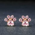 thumbnail image 4 of Paw Shape Stud Earring Fashion Cubic Zircon 14k Rose Gold Plated Women Jewelry, 4 of 5