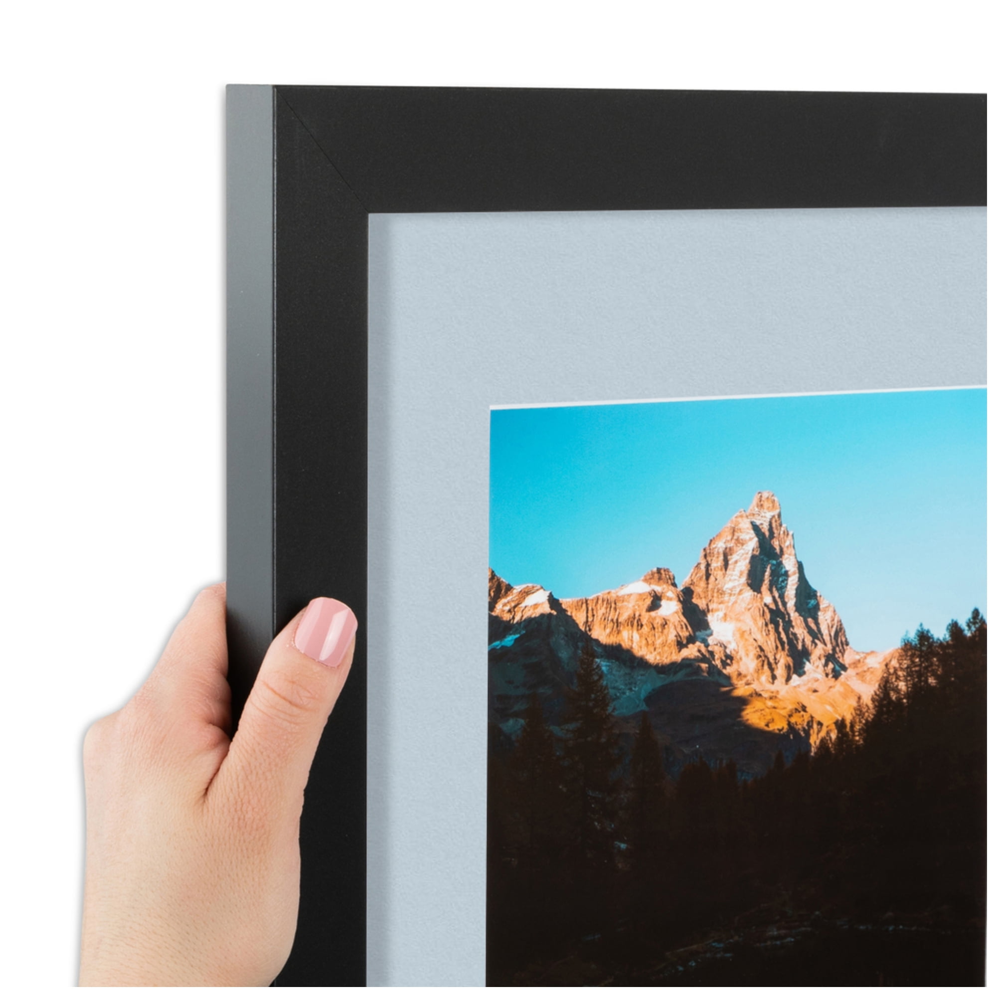 ArtToFrames Collage Photo Picture Frame with 5 - 3.5x5 Openings, Framed in Black with Baby Blue and Black Mats (CDM-3926-115)