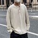 thumbnail image 4 of Camisetas unicolor de gran tamaño para hombre, jersey holgado, ropa masculina de gran tamaño, camisetas de manga larga, poliéster, elasticidad, Japón Y2k, 4 of 5