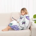 thumbnail image 4 of Purple Flower Butterfly Pattern Blanket Hoodies for Kids 6-13YR Oversize Wearable Blanket Hoodies for Boys Girls Teens, 4 of 7