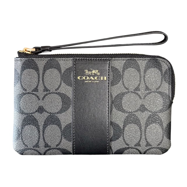 Monedero Coach Corner Zip Gris