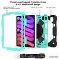 thumbnail image 7 of Dteck Kids Case for iPad mini 6 8.3 inch with Pencil Holder, Rotating Hand Strap Kickstand Shockproof Protective iPad mini 6th Gen Cover with Shoulder Strap, Black+Mint, 7 of 7