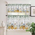thumbnail image 2 of 3 Piece Kitchen Curtains and Valances Set Daisy Spring Floral Cafe Curtains 24 Inch Length Farmhouse Botanical Green Leaves Wooden Valance & Tier Curtain for Living Room Bedroom 54"x18"+27"x24"*2, 2 of 6