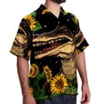 thumbnail image 2 of Crocodile Starry Sky Sunflower Men's Button Down Hawaiian Print Short Sleeve Casual Summer Beach Shirts, 2 of 6