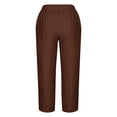 thumbnail image 4 of WIZUTIZ Womans Dress Pants Vintage Relaxed Baggy Wide Leg Sweatpants Elastic Stretch High Waist Dress Pants Solid Asymmetrical Cropped Slacks Pants Cycling Petite/Regular/Tall Multi-Color, 4 of 4