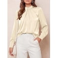 thumbnail image 4 of PRETTYGARDEN Satin Tops for Women Mock Neck Pleated Long Sleeve Shirts | Wrinkle Resistant Silky Blouses,Dressy Casual Fall Clothes,Versatile Business Casual Oufits,Fashion Clothing, 4 of 8