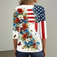 thumbnail image 6 of Women's 250th Anniversary USA Shirt Patriotic American Flag Print V-Neck Button 3/4 Sleeve T-Shirt, 6 of 6