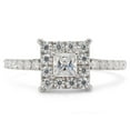 thumbnail image 2 of Princess & Round Cut White Lab Created Moissanite Diamond Square Halo Engagement Ring In 14k White Gold Over Sterling Silver(G-H Color,VVS1 Clarity,0.75 Cttw)-8.5, 2 of 6