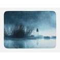 thumbnail image 1 of Horror House Bath Mat, Mysterious Women in Foggy Forest Bushes Nightmare Haze Lady Scary Hell Work of Art, Non-Slip Plush Mat Bathroom Kitchen Laundry Room Decor, 29.5 X 17.5 Inches, Blue, Ambesonne, 1 of 2