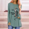 thumbnail image 2 of Mode Femme Décontractée Imprimé Col Rond T-shirt Manches Longues Ample Blouse Pull, 2 of 6