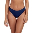 thumbnail image 4 of Ocean Blues Women's High Leg Bikini Bottom Mid Rise Swim Bottom Cheeky Navy Blue Bathing Suit Bottom, Size M, 4 of 7