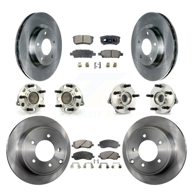 Transit Auto Front Rear Hub Bearings Assembly Disc Brake Rotors and Semi-Metallic Pads Kit (10Pc) for Car Chrysler Dodge Sebring Avenger Caliber 200 - Left Right Side (Driver Passenger) KBB-108870