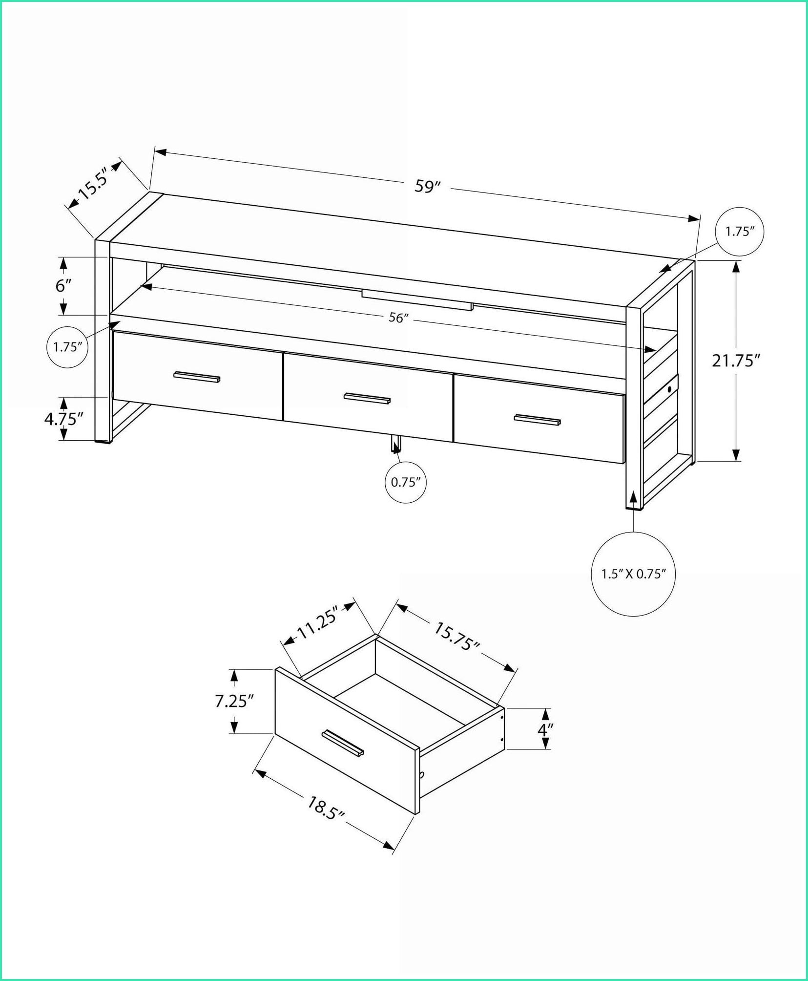 TV Furniture | 60 Inch Industrial TV Stand with Storage | Black | TV Size Ranges 80-89 inches