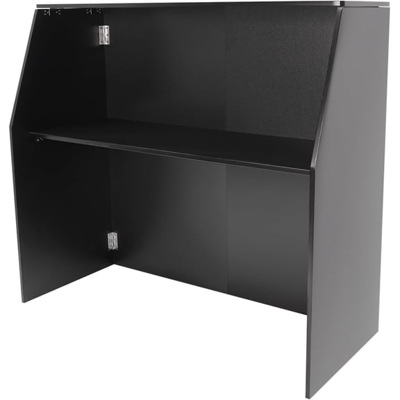 4' Folding Portable Event Bar with Top and Middle Shelves, Foldable Bartender Table Cabinet Station, Mobile Laminate Foldable Bar for Parties and Events