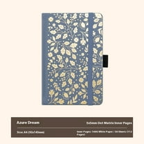 Blue Dot Grid Journal with 160GSM Thick Paper, 112 Pages, A6 Dotted Notebook for Work, School, Travel | 180° Lay Flat, Foil Stamped Cover, Elastic Band