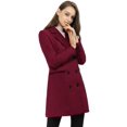 thumbnail image 4 of Abrigo Allegra K de invierno elegante con solapa con muescas, doble burdeos, 4 of 7